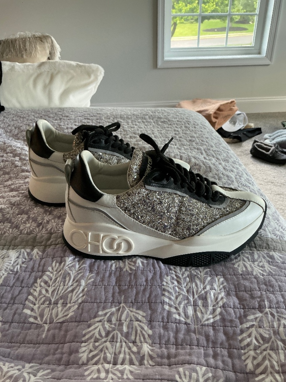 Jimmy choo glitter sneakers size 37 1/2 - Picture 1 of 9